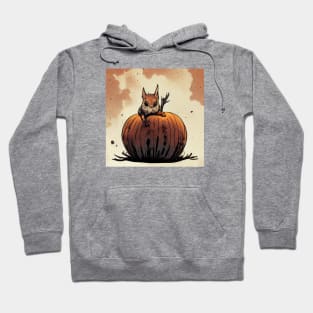 Skittish squirrel on a pumpkin Hoodie